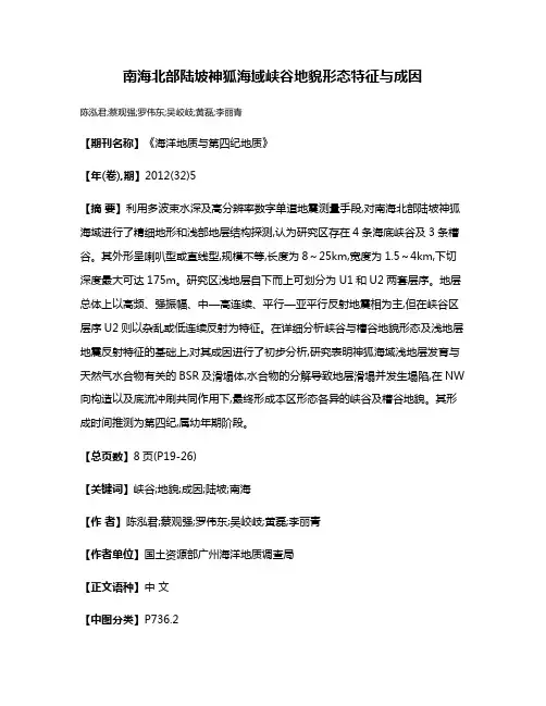 南海北部陆坡神狐海域峡谷地貌形态特征与成因