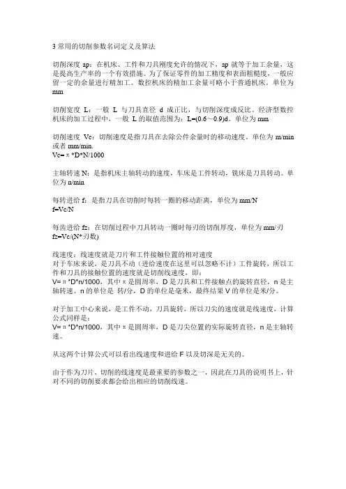 1-3常用的切削参数名词定义及算法