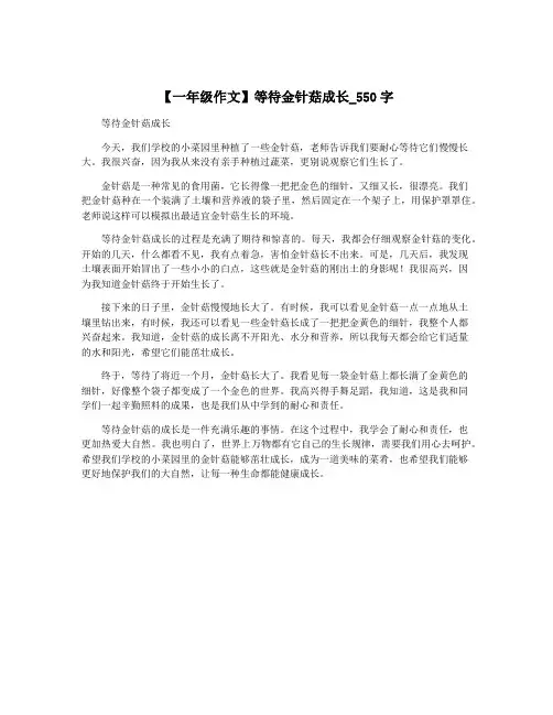 【一年级作文】等待金针菇成长_550字