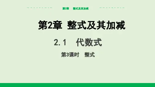 2.1代数式(第3课时 整式 )课件(共18张PPT) (2024)沪科版数学七年级上册
