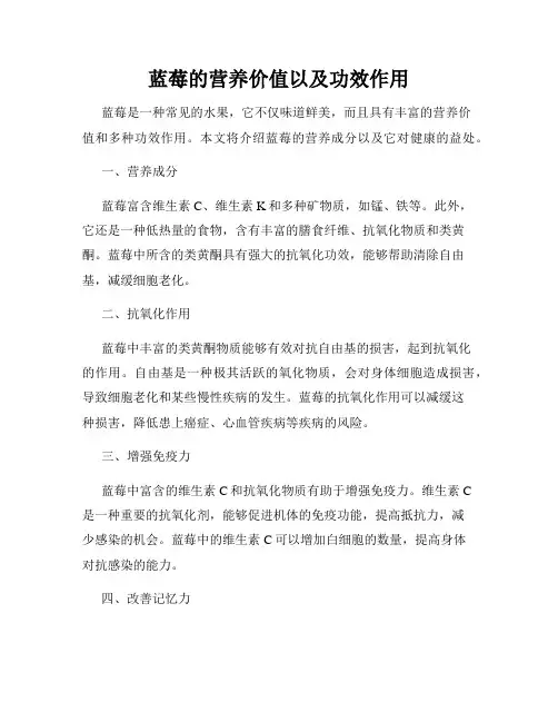 蓝莓的营养价值以及功效作用