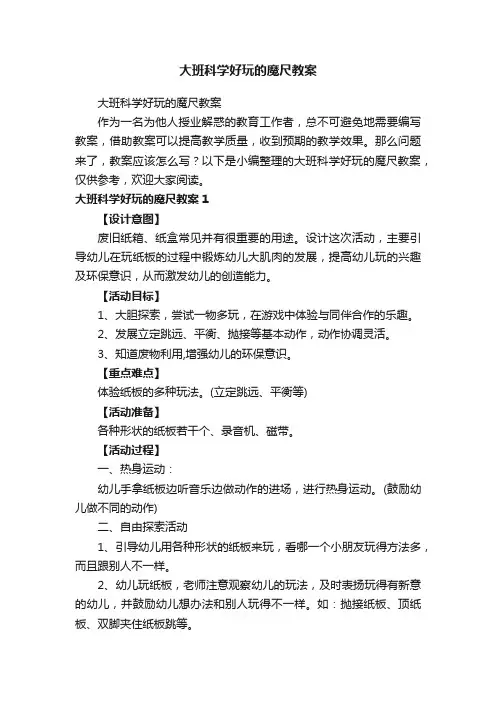 大班科学好玩的魔尺教案