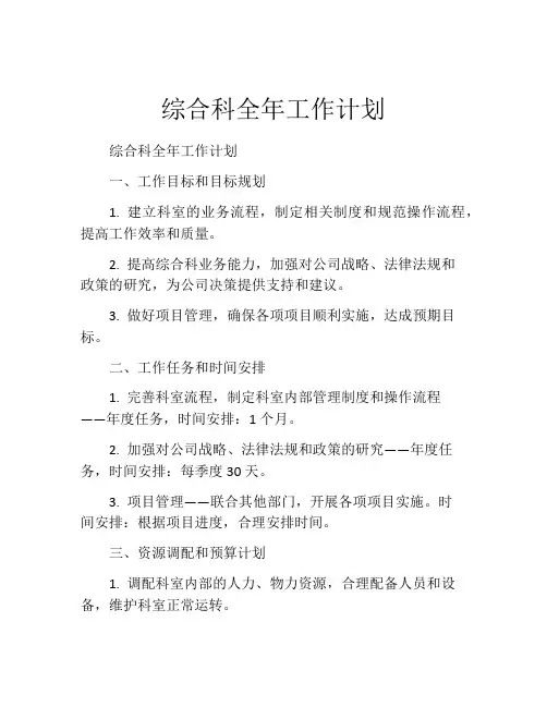 综合科全年工作计划