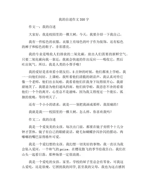 我的自述作文350字