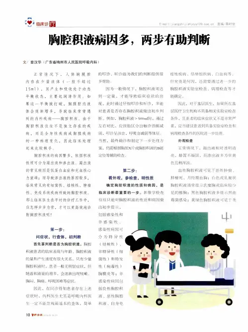 胸腔积液病因多,两步有助判断