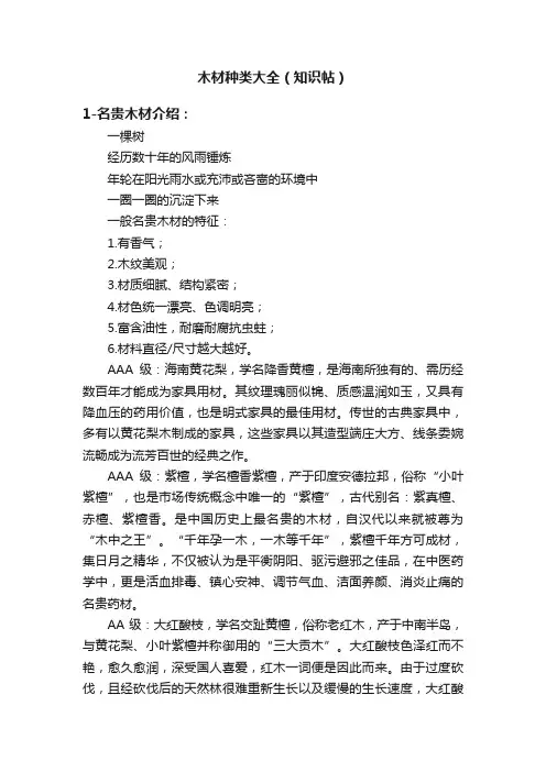 木材种类大全（知识帖）