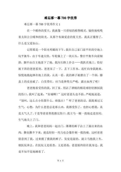 难忘那一幕700字优秀