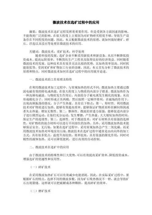 微波技术在选矿过程中的应用
