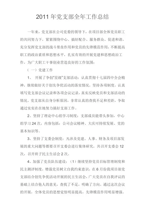 党支部工作总结