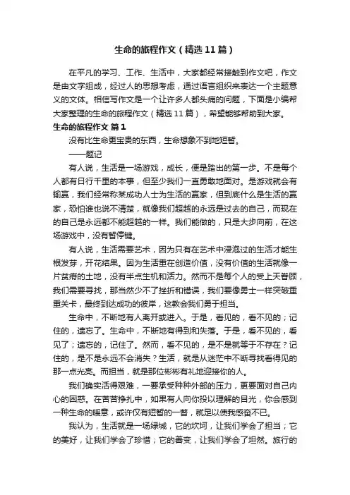 生命的旅程作文（精选11篇）