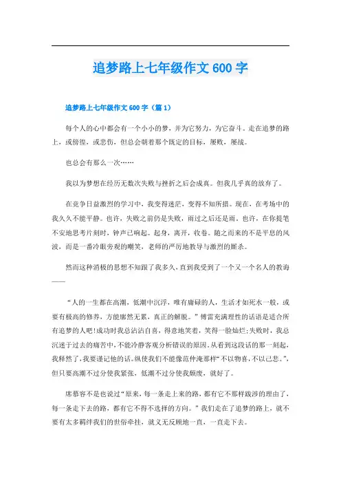 追梦路上七年级作文600字