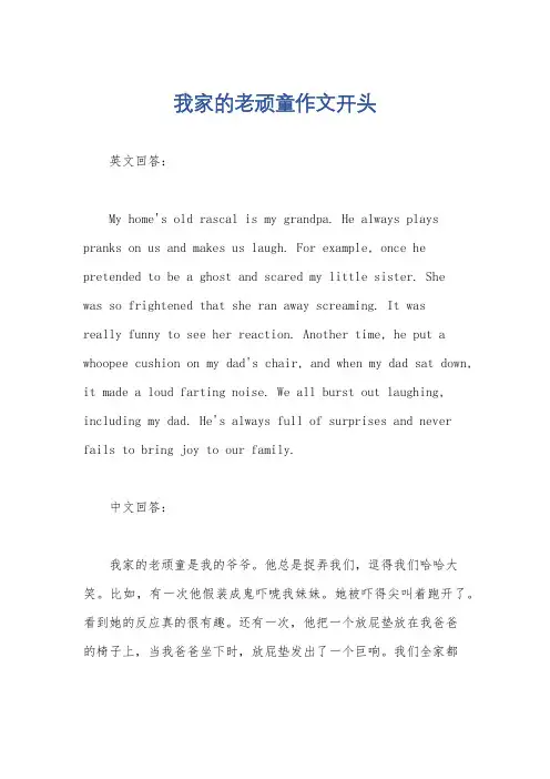 我家的老顽童作文开头