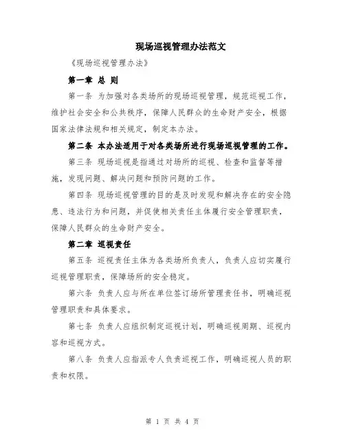 现场巡视管理办法范文