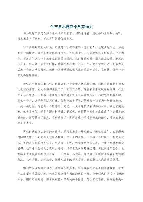 许三多不抛弃不放弃作文