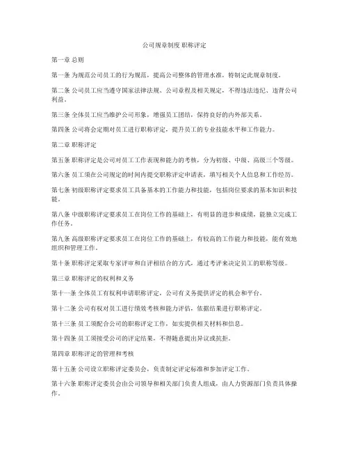 公司规章制度 职称评定