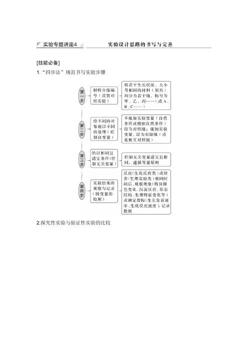 新教材高中生物选择性必修一 精品实验专题讲座4 实验设计思路的书写与完善