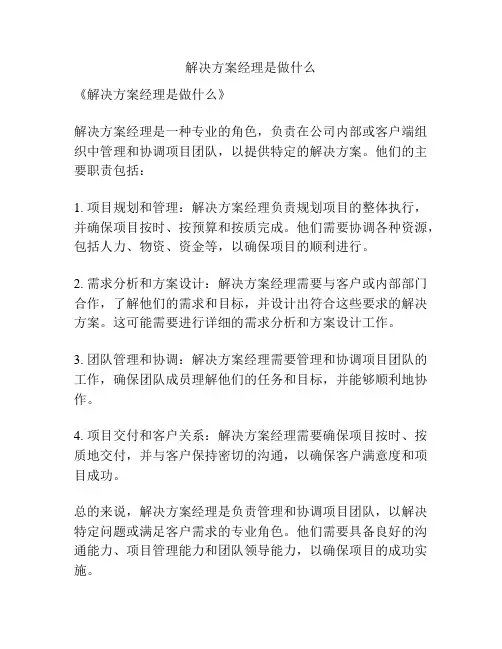 解决方案经理是做什么