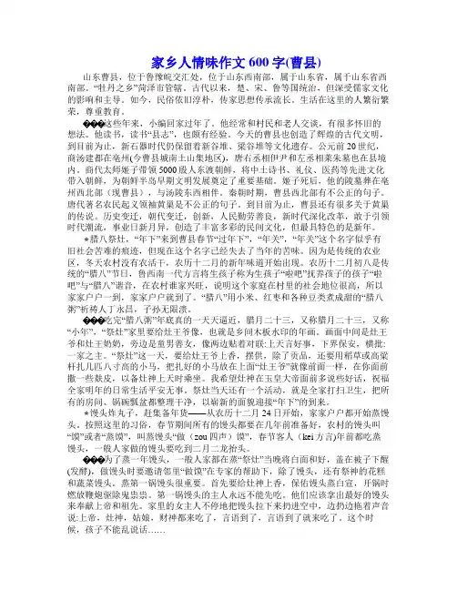 家乡的人情味作文600字(曹县)