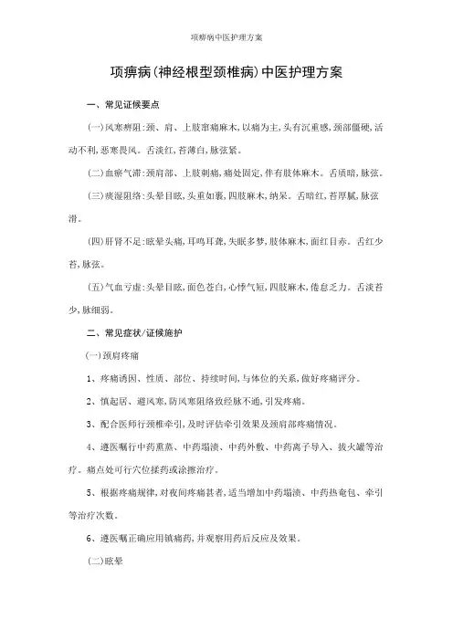 项痹病中医护理方案