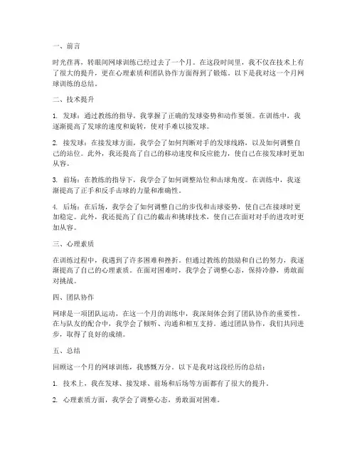 网球训练总结范文