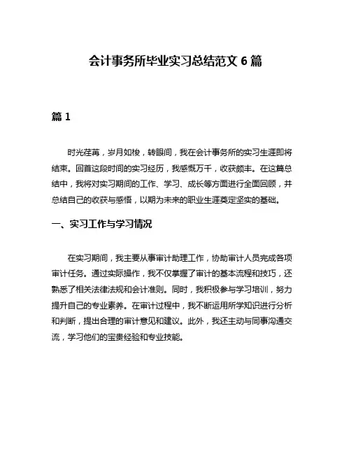 会计事务所毕业实习总结范文6篇