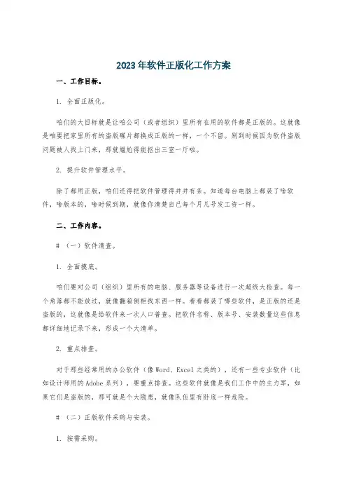2023年软件正版化工作方案