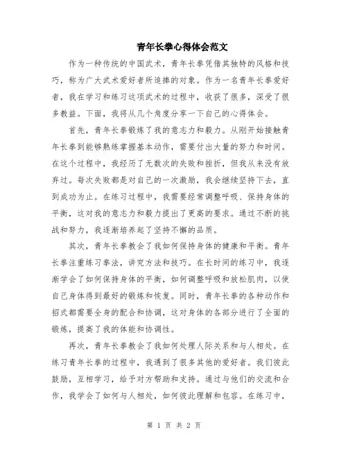青年长拳心得体会范文