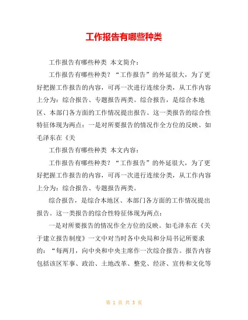 工作报告有哪些种类
