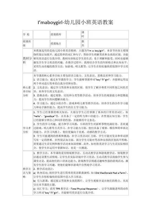 I’maboygirl-幼儿园小班英语教案