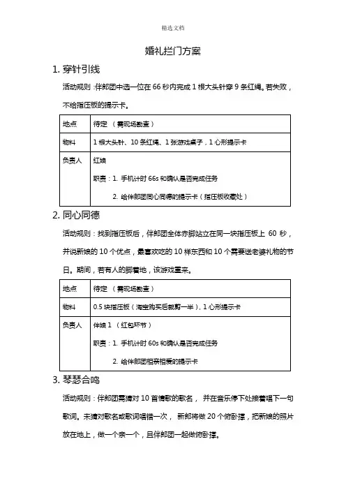 婚礼拦门方案