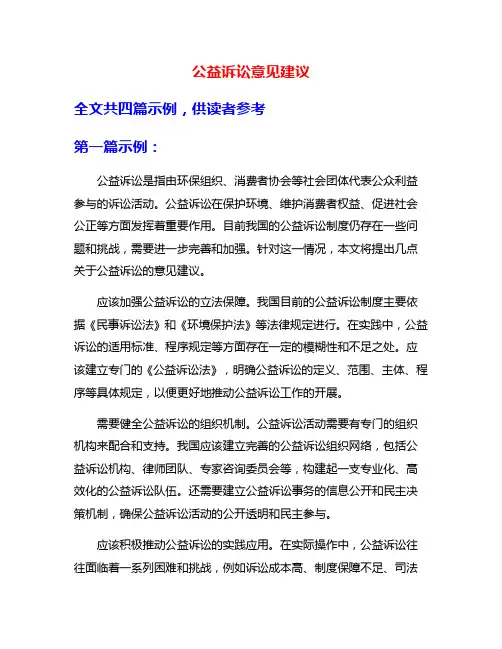公益诉讼意见建议
