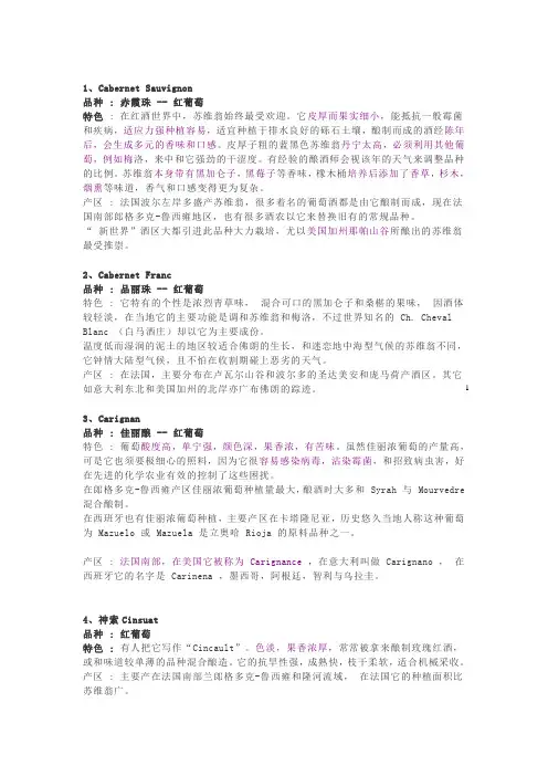 葡萄的品种