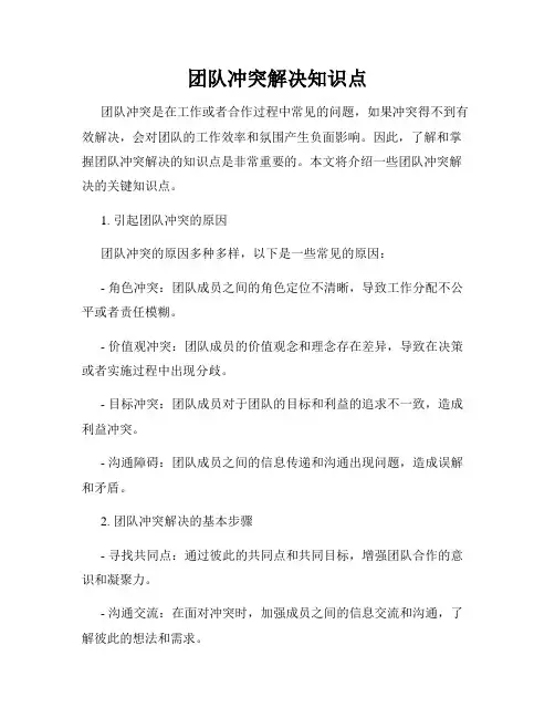 团队冲突解决知识点