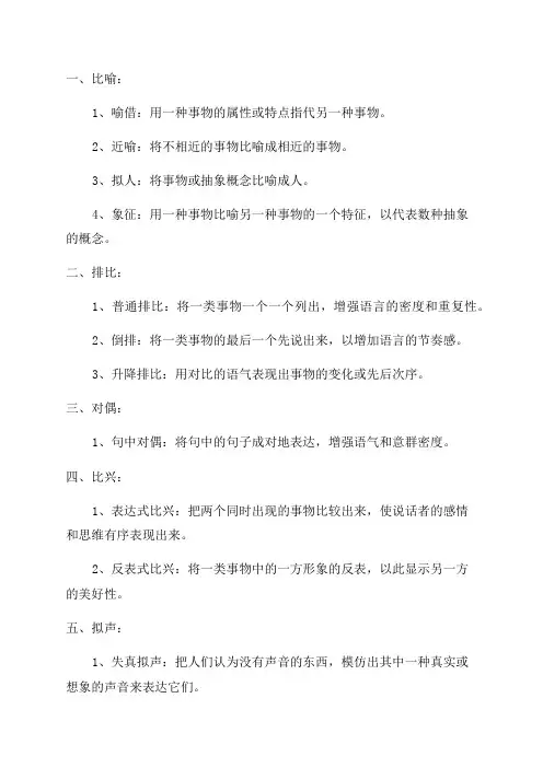 2024年初中语文考点常见修辞方法