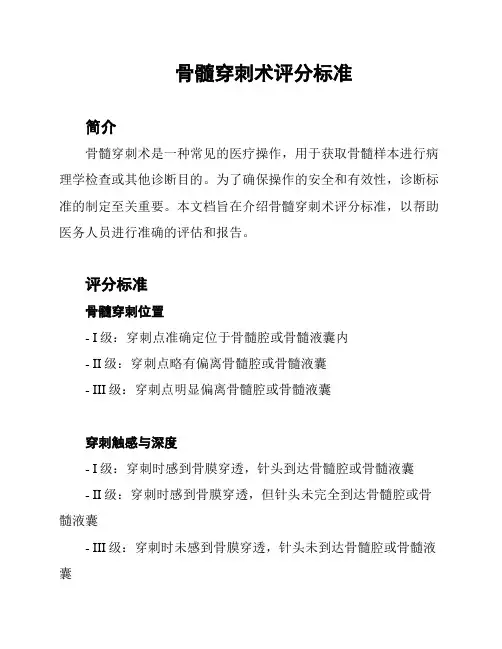 骨髓穿刺术评分标准