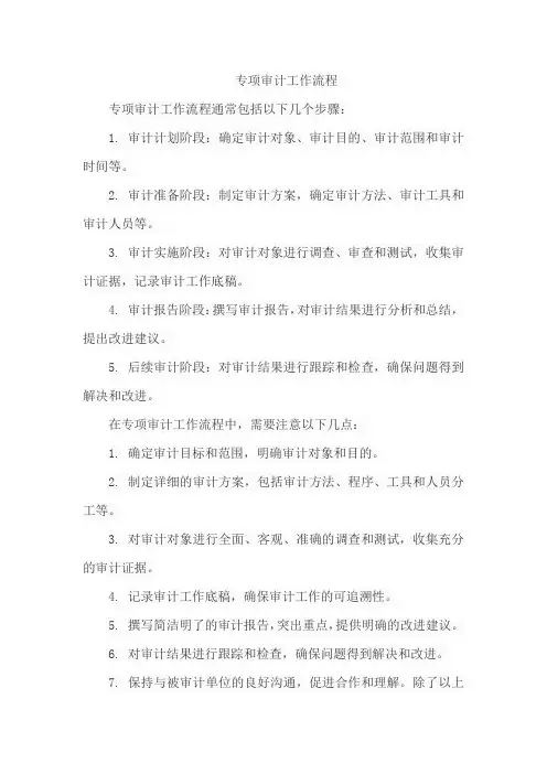 专项审计工作流程