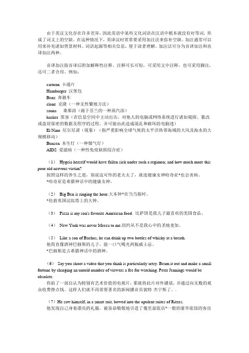 翻译技巧 加注