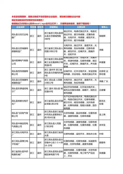 2020新版浙江省温州位移传感器工商企业公司名录名单黄页大全39家
