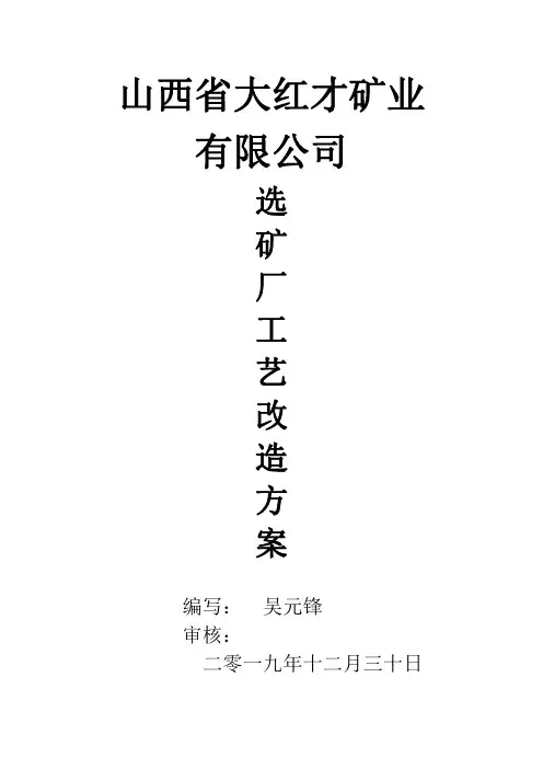 选矿厂技改方案