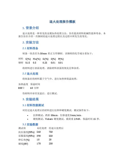 退火处理报告模板
