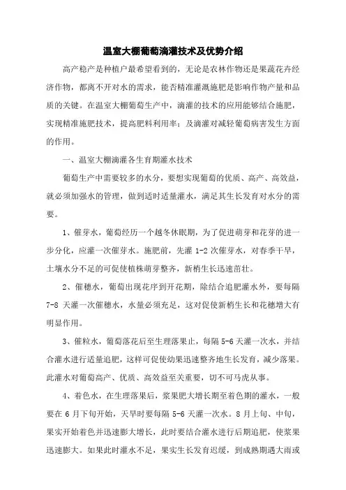温室大棚葡萄滴灌技术及优势介绍