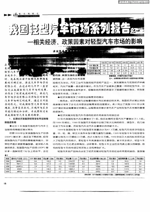 我国轻型汽车市场系列报告之一——相关经济、政策因素对轻型汽车市场的影响