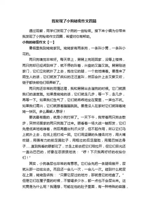 我发现了小狗秘密作文四篇