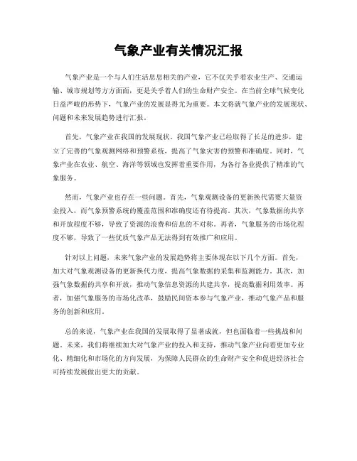 气象产业有关情况汇报