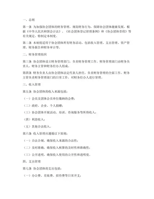 协会团体财务管理制度