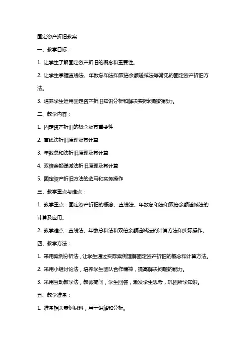 固定资产折旧教案