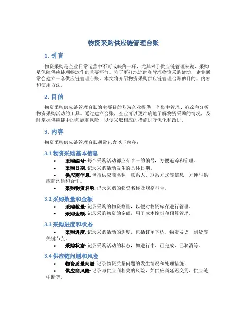 物资采购供应链管理台账