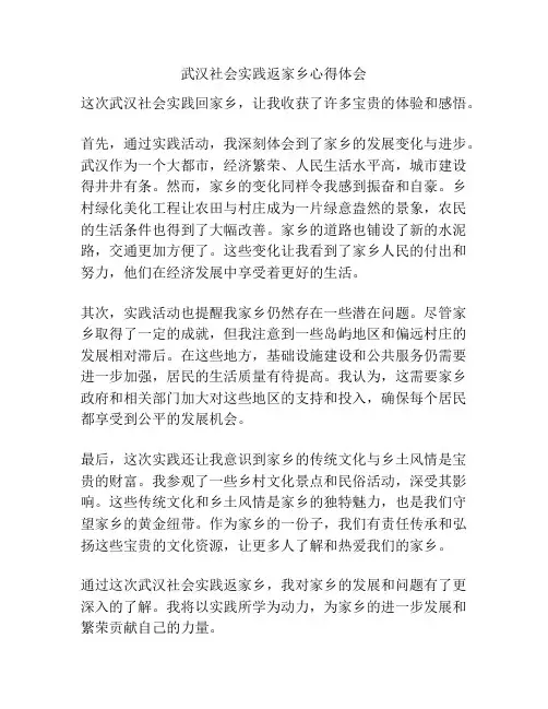 武汉社会实践返家乡心得体会