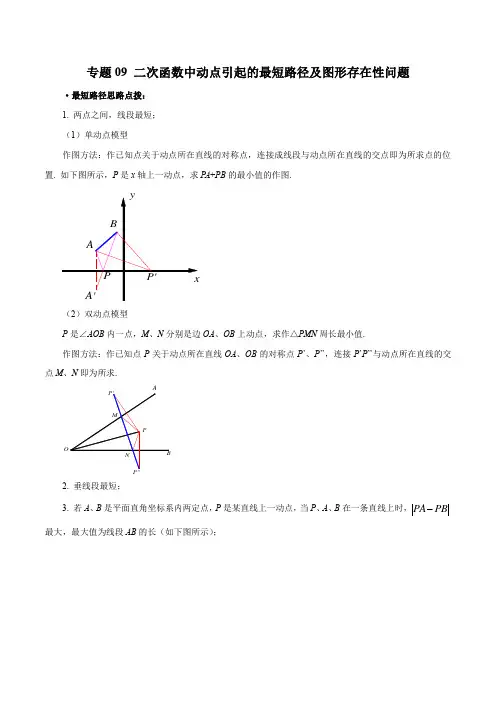 专题09 二次函数中动点引起的最短路径及图形存在性问题(解析版)