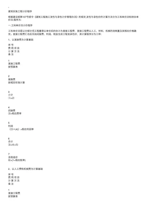 建筑安装工程计价程序